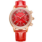 Luxury Women Leisure fashion Leather Quartz Ladies Diamond Dress watch