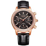 Luxury Women Leisure fashion Leather Quartz Ladies Diamond Dress watch