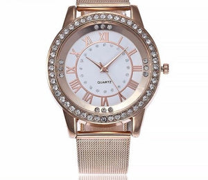 Women Fashion Casual Women Silver & Rose Gold Mesh Wristwatches