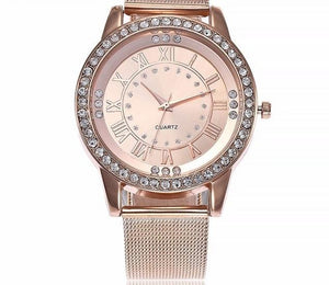 Women Fashion Casual Women Silver & Rose Gold Mesh Wristwatches