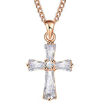 Rose Gold Color Cross Pendant Necklaces For Women