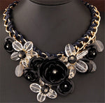 Women Braided Crystal Flowers Necklaces