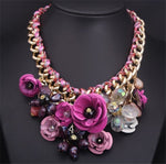 Women Braided Crystal Flowers Necklaces