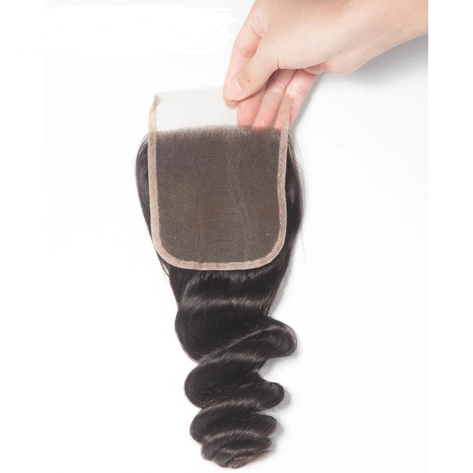 Remy Human Brazilian Hair Weave 3 Bundles With Closure