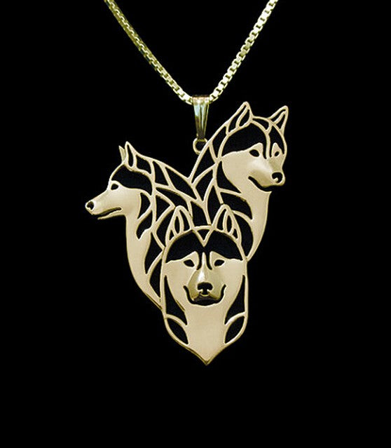 Siberian Husky necklace dog pet lover alloy  pendant jewelry Silver/gold colors plated in stock fast delivery