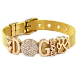 Women Stainless Steel Crystal Dog Mesh Bracelets Bangles