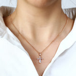 Rose Gold Color Cross Pendant Necklaces For Women