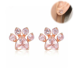 Cute Women Rose Gold Bear Paw Dog Cat Claw Pendant Necklace