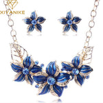 Women Flower Necklace and  Earring Jewelry Set