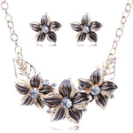 Women Flower Necklace and  Earring Jewelry Set