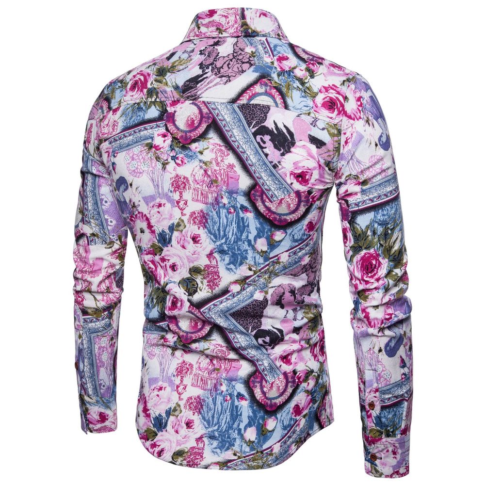 Men High Quality Floral Europe Style Slim Fit Shirt