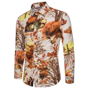 Men High Quality Floral Europe Style Slim Fit Shirt