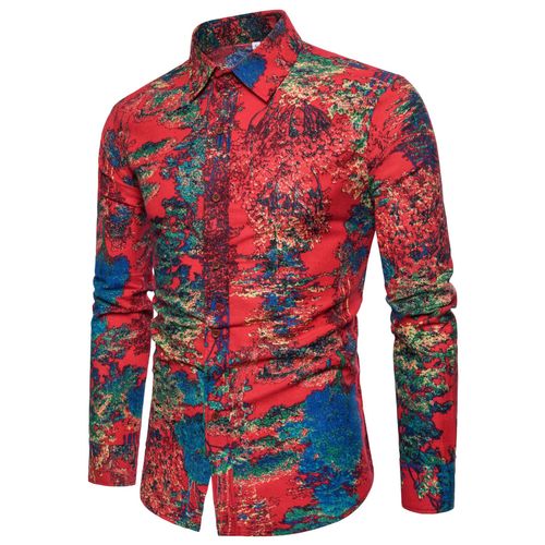 Men High Quality Floral Europe Style Slim Fit Shirt