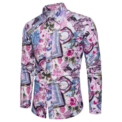 Men High Quality Floral Europe Style Slim Fit Shirt