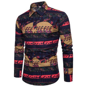 Men High Quality Floral Europe Style Slim Fit Shirt