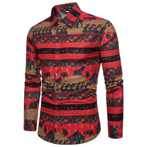 Men High Quality Floral Europe Style Slim Fit Shirt