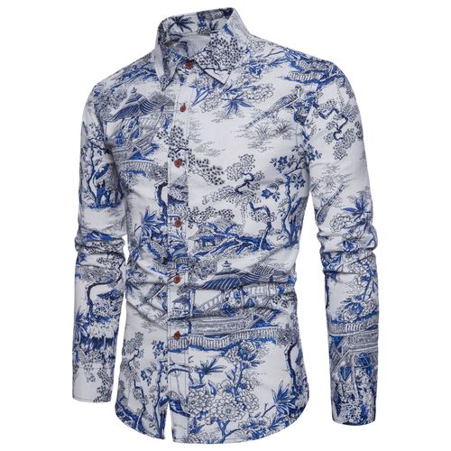 Men High Quality Floral Europe Style Slim Fit Shirt