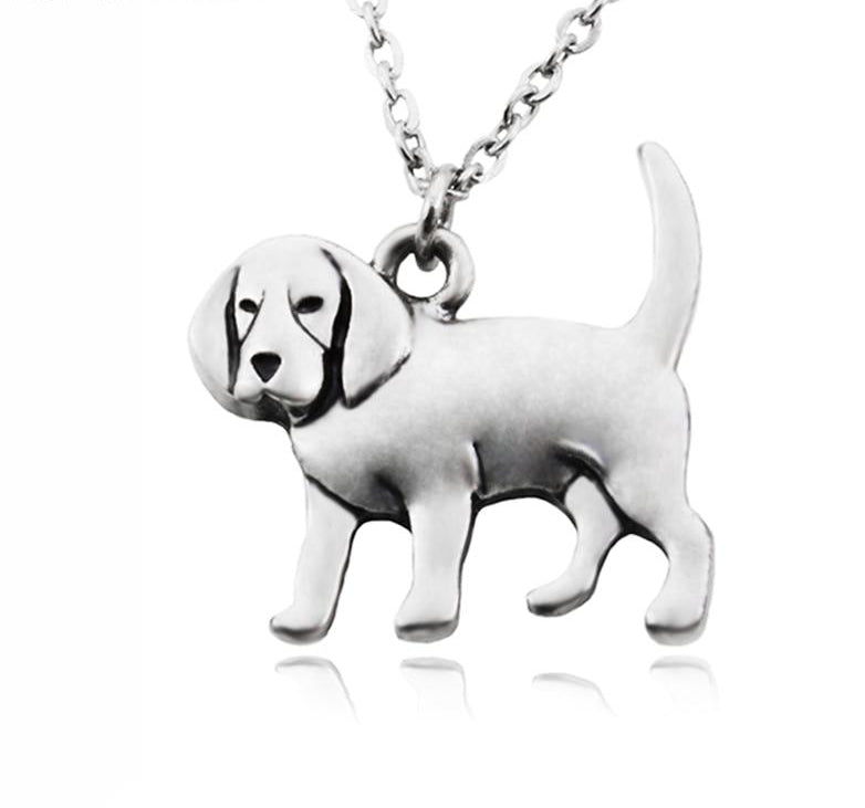 Women Stainless Steel Punk Beagle & Coonhound Dog Charms Pendant Necklaces