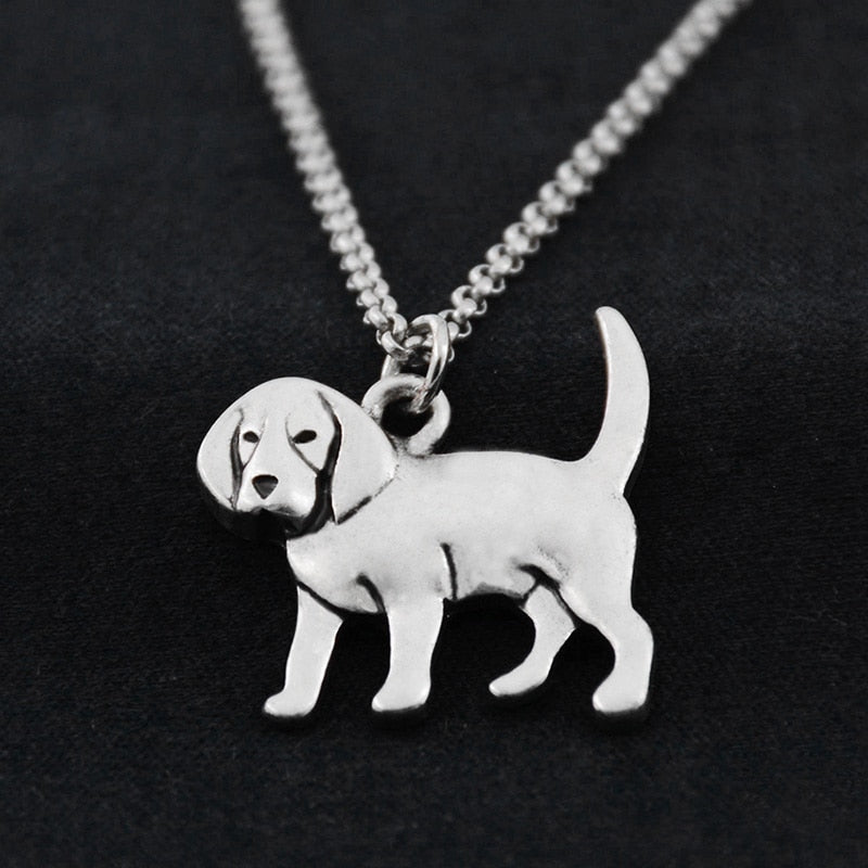 Women Stainless Steel Punk Beagle & Coonhound Dog Charms Pendant Necklaces