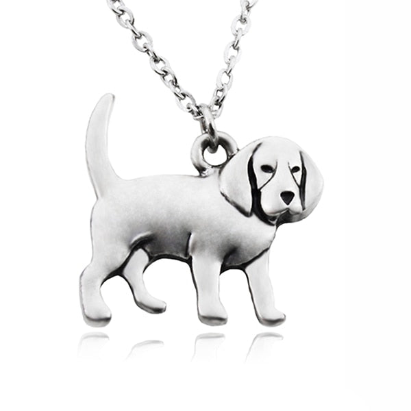 Women Stainless Steel Punk Beagle & Coonhound Dog Charms Pendant Necklaces