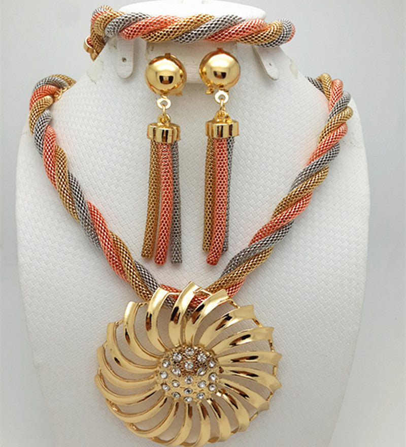 Luxury Fashion African Beads Gold Jewelry Set