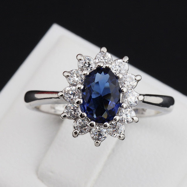 ZHOUYANG Princess Kate Blue Gem Created Blue Crystal Silver Color Wedding Finger Crystal Ring Brand Jewelry for Women ZYR076