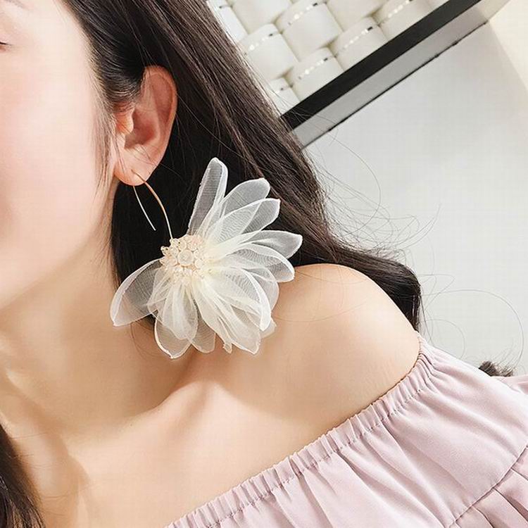 Women Big Lace Flower Earrings