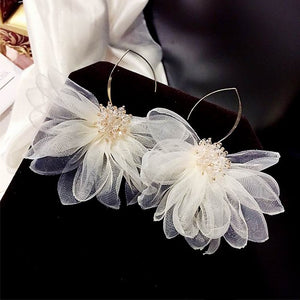 Women Big Lace Flower Earrings