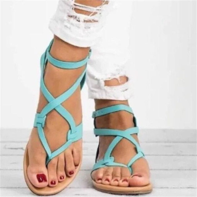 Women Gladiator Plus Size 35-43 Flats Sandals