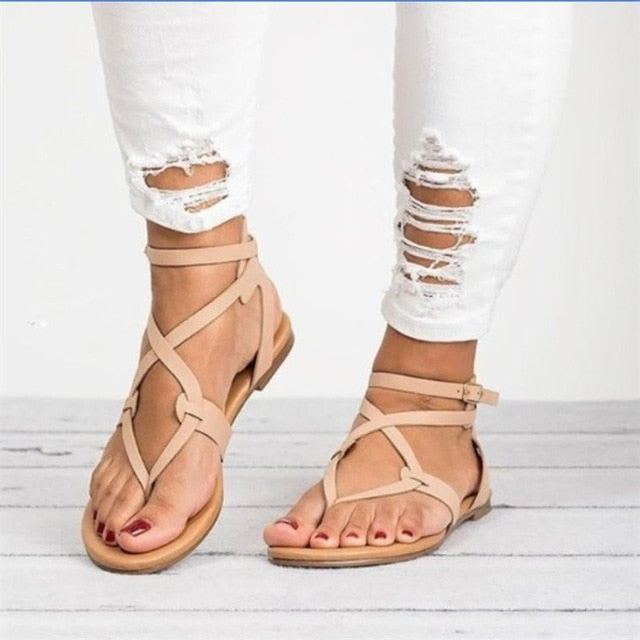 Women Gladiator Plus Size 35-43 Flats Sandals