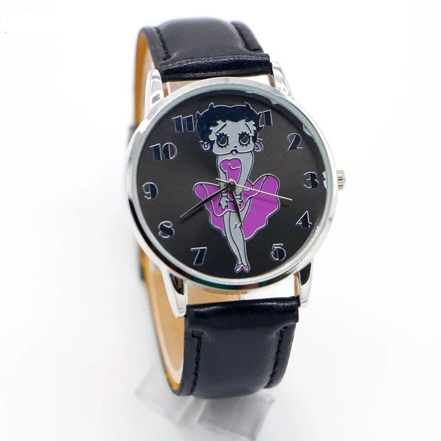 WristWatch for Women ladies Leather watch Band Betty Boop Pattern Stylish Watches Casual Reloj