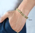 Mens Bracelet Gold Silver Tone Byzantine Stainless Steel Chains