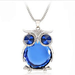 Women Sweater Chain Necklace Owl Design Rhinestones Crystal Pendant Necklaces