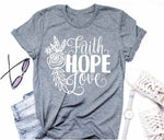 Graphic Women Faith Hope Love, Flowers Rose Graphic T-Shirts