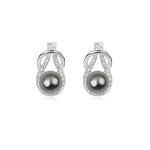 Women Trendy Round Pearl Stud Simple Rhinestone Earring Crystal Fine Jewelry