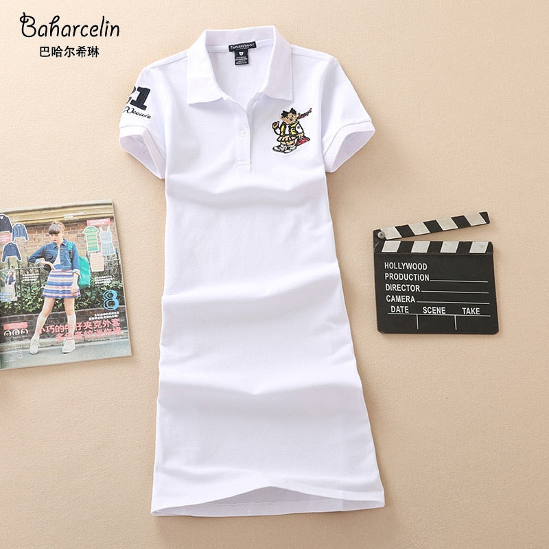 Casual 2XL 3XL Embroidery One Piece T Shirt Dresses