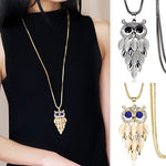 New Arrival Hot  Women's Lovely Owl Pendant Rhinestone Long Sweater Box Chain Necklace Jewelry Fashion Leader' Choice