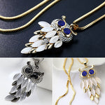 New Arrival Hot  Women's Lovely Owl Pendant Rhinestone Long Sweater Box Chain Necklace Jewelry Fashion Leader' Choice