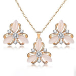 High Quality Flower Stainless Steel Pendant Necklace and Earring Set For Women