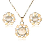 High Quality Flower Stainless Steel Pendant Necklace and Earring Set For Women