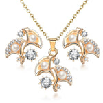 High Quality Flower Stainless Steel Pendant Necklace and Earring Set For Women