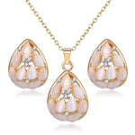 High Quality Flower Stainless Steel Pendant Necklace and Earring Set For Women