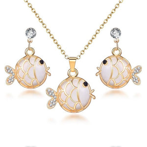 High Quality Flower Stainless Steel Pendant Necklace and Earring Set For Women