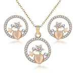 High Quality Flower Stainless Steel Pendant Necklace and Earring Set For Women