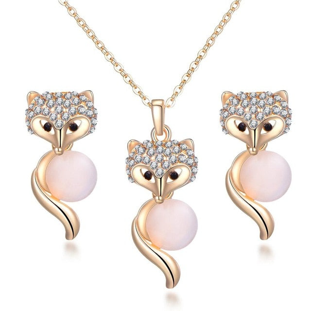 High Quality Flower Stainless Steel Pendant Necklace and Earring Set For Women