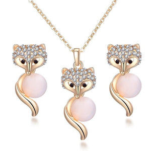 High Quality Flower Stainless Steel Pendant Necklace and Earring Set For Women