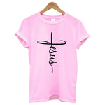 Faith Women Short Sleeve O-neck  Tops Loose Fit Women Christian Casual Tee Shirt