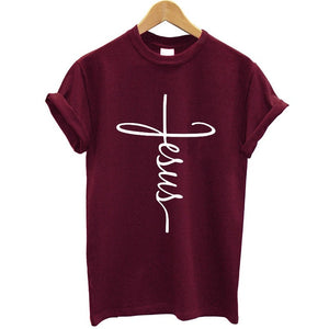 Faith Women Short Sleeve O-neck  Tops Loose Fit Women Christian Casual Tee Shirt