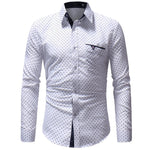 Men's Autumn Casual One-piece Dress Polka Dot Slim Long-sleeved Dress Shirts