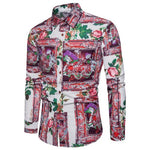 Fashion Casual Business Hawaii Long Sleeve Lapel Dress Shirts